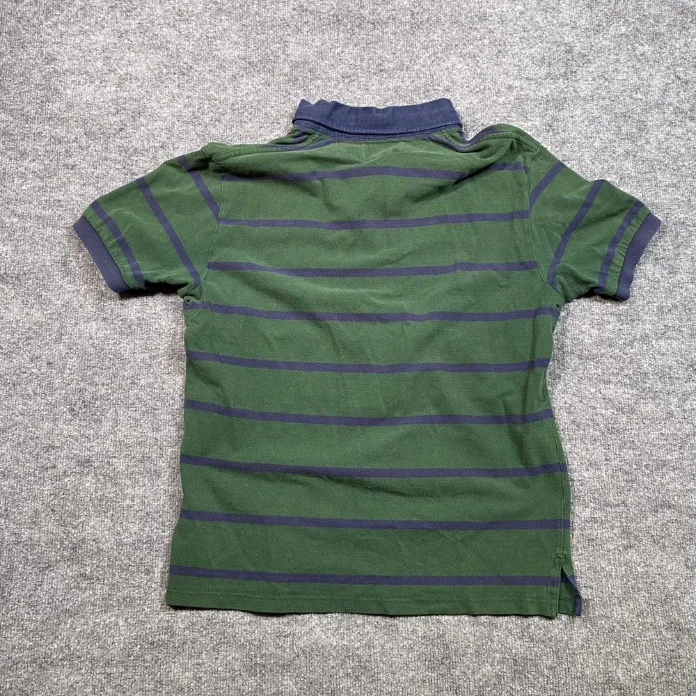 Polo Ralph Lauren Mens Green Navy Blue Striped Short Sleeve Rugby Shirt Large